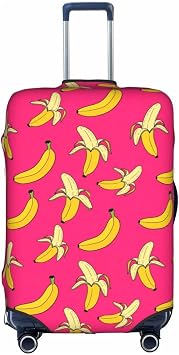 Family Luggage Protector Set Hawaiian Banana Pink, Elastic Suitcase Covers with Zipper, Washable Anti-Scratch Baggage Sleeves for Group Travel