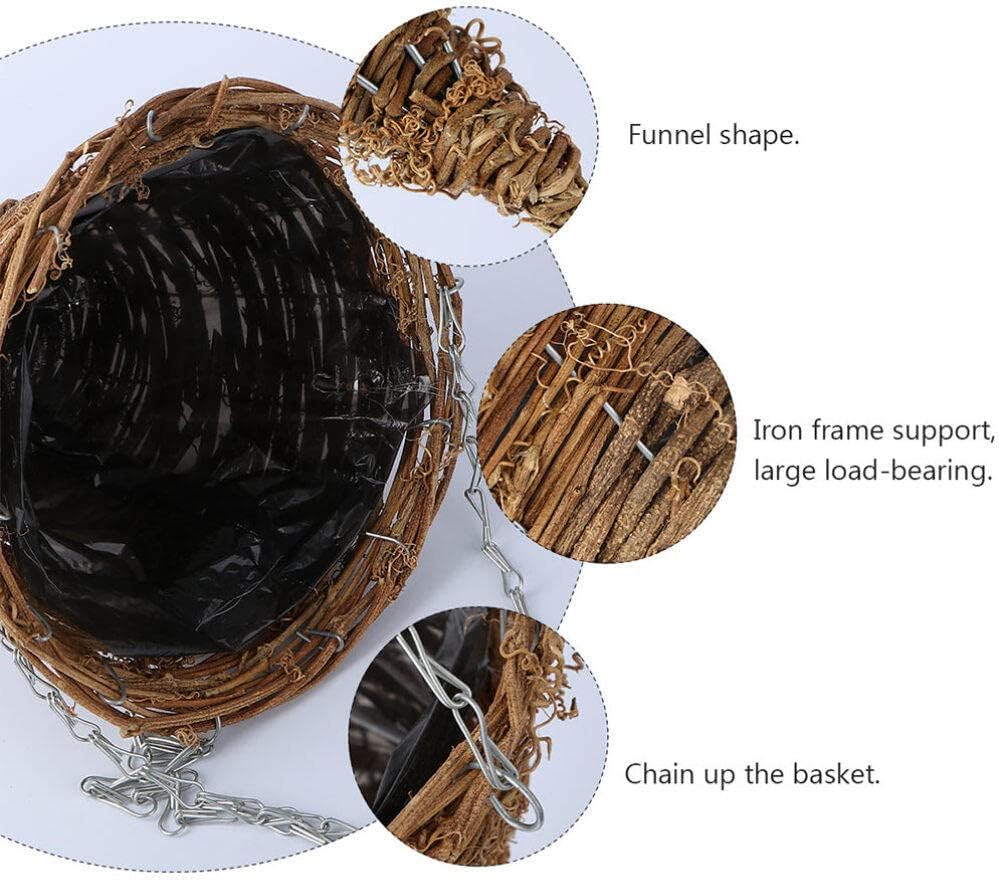 DOITOOL 2PCS Rattan Hanging Planter Baskets Cone Shaped Plant Flower Pot Farmhouse Wall Flower Basket Wicker Ceiling Plant Pot for Indoor Outdoor Garden Balcony Decor