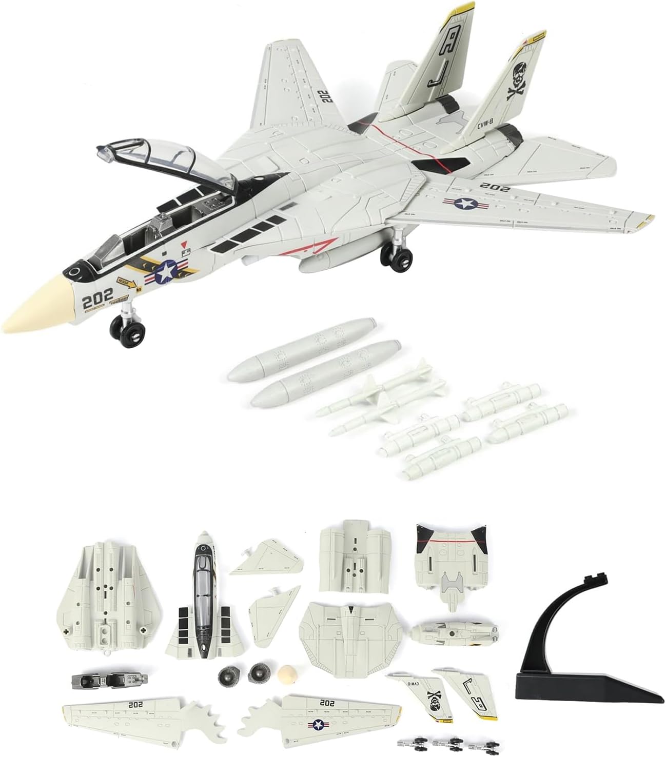 Plastic 1:72 United States Navy F-14 Tomcat Fighter Build Model Aircraft Military Model (Unassembled Kit)