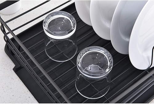 Miniatura 2 de Escurridor de platos, estante grande para secar platos de cocina, estante de platos de metal, estante de secado con escurridor negro, caja de