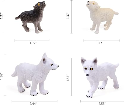RESTCLOUD 8Pcs Wolf Cub Toy Figure Set Baby Wolves Animals Figurines