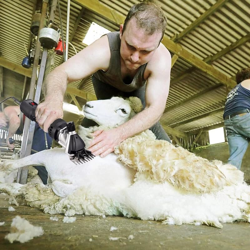 450W High-Power Electric Sheep Shears with Adjustable Speed - 9-Tooth Straight Blade for Sheep, Goats, and Livestock Grooming (110V, Black)