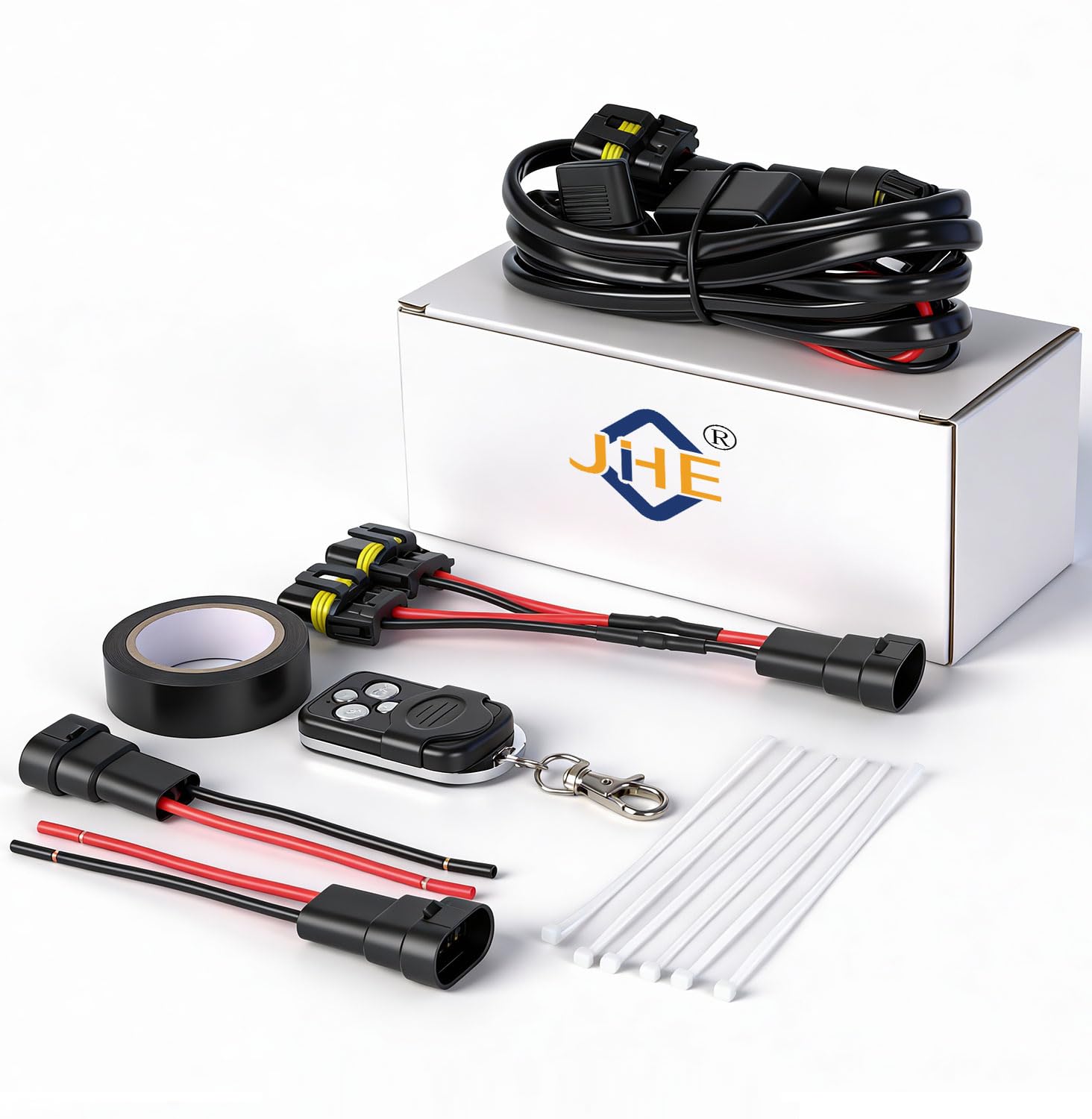 Jihe Wireless Remote Control Wiring Harness Kit for LED Bar/Driving/Fog/Pod/Work Light, 16AWG