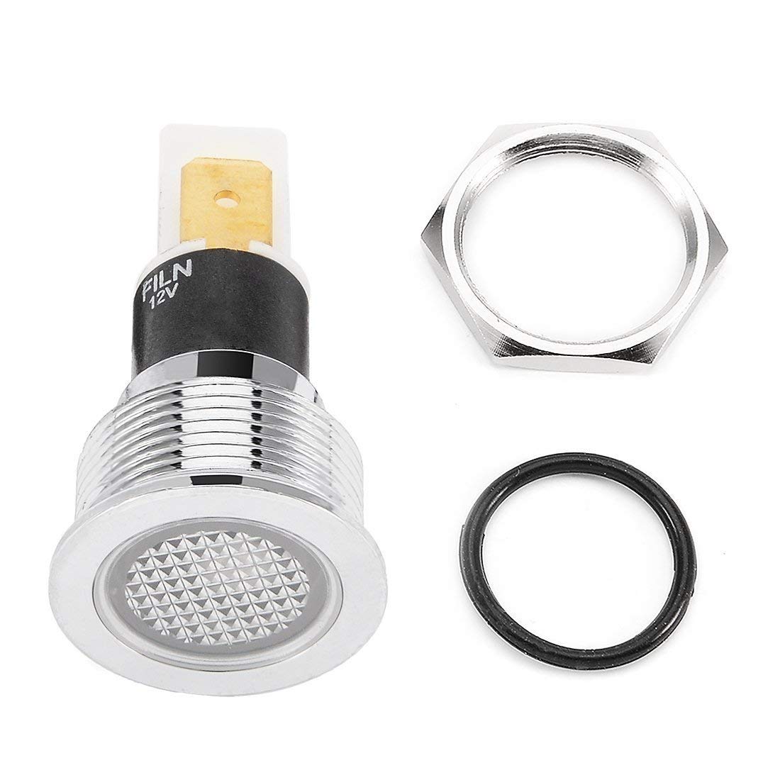 KTM Healthcare® White : DC 12V 19mm Thread Push-in Mount Stainless Steel White Flat Head LED Signal Indicator Light-picture-13