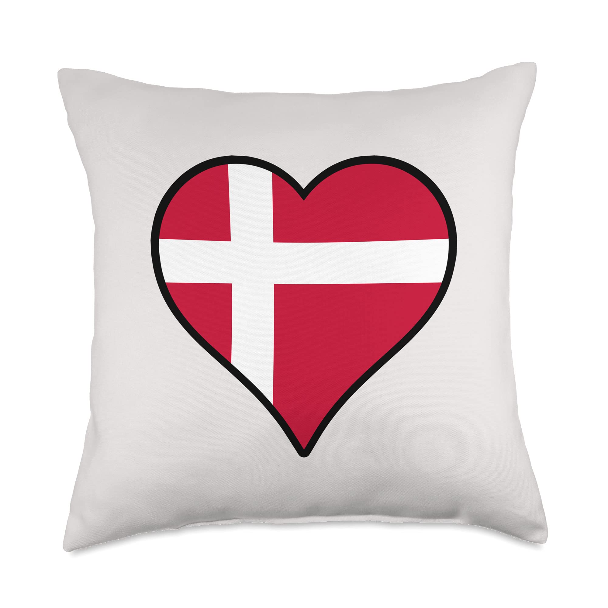 Denmark Heart Danish Flag Throw Pillow, 18x18, Multicolor