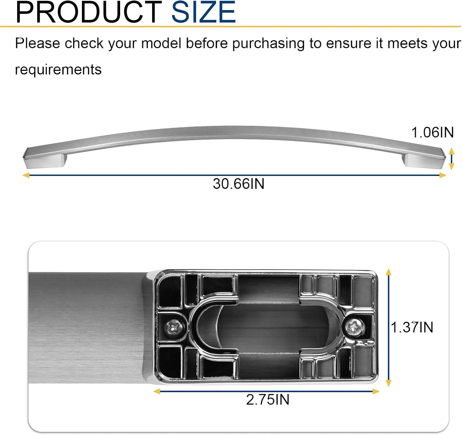 refrigerator parts & accessories wr12x36386 stainless freezer handle compatible with ge refrigerators,silver