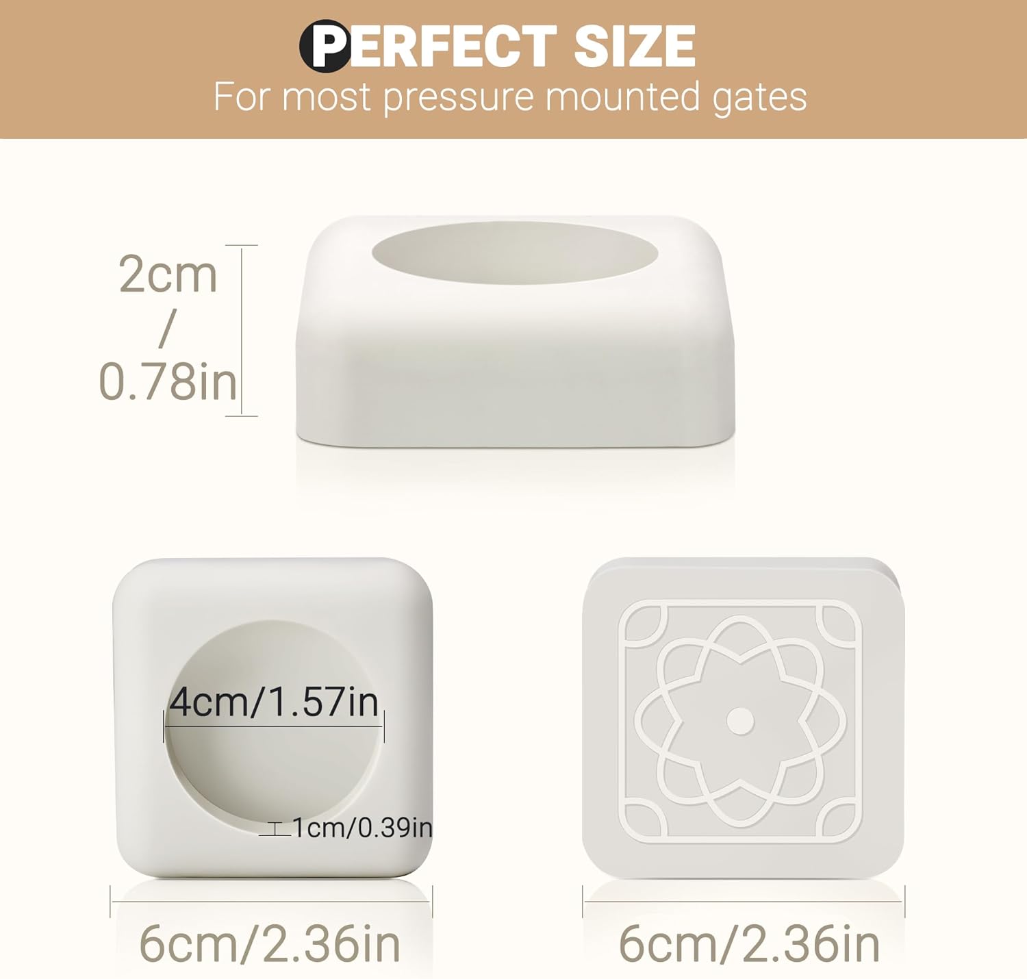 Ycozy Silicone Wall Protector 4-Pack for Baby Gate, Wall/Door Protector from Pet Dog Safety Gates, Soft & Anti-Slip Wall Guarder for Pressure Mounted Stairs Gate, Milky White