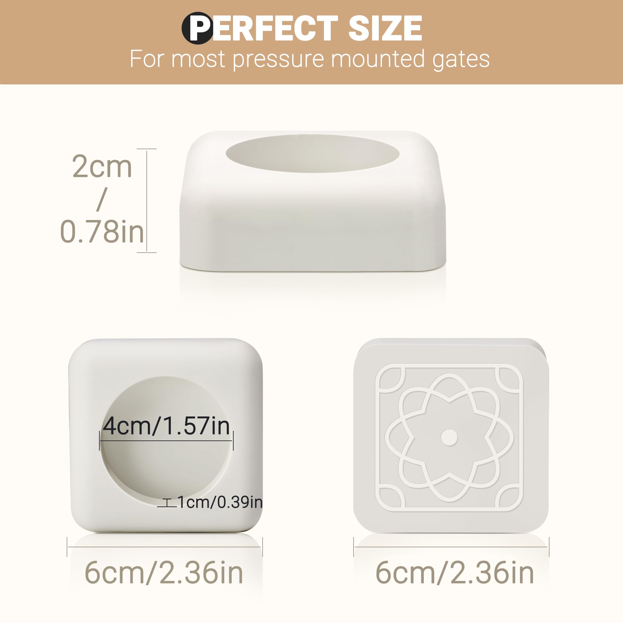 Ycozy Silicone Wall Protector 4-Pack for Baby Gate, Wall/Door Protector from Pet Dog Safety Gates, Soft & Anti-Slip Wall Guarder for Pressure Mounted Stairs Gate, Milky White