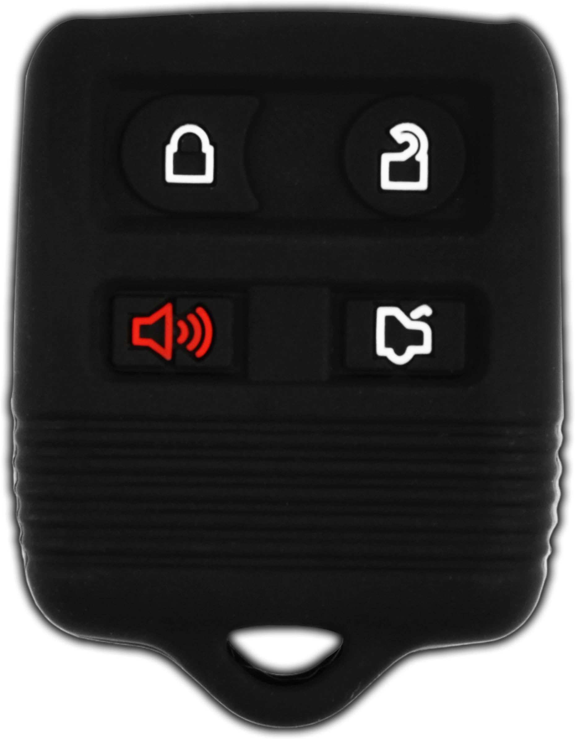 KeylessOption Key Fob Cover Replacement for 2000 2001 2002 2003 2004 2005 2006 2007 2008 2009 2010 2011 2012 2013 2014 2015 2016 2017 2018 2019 Ford Lincoln Mercury Mazda Remote Silicone, 4-Button