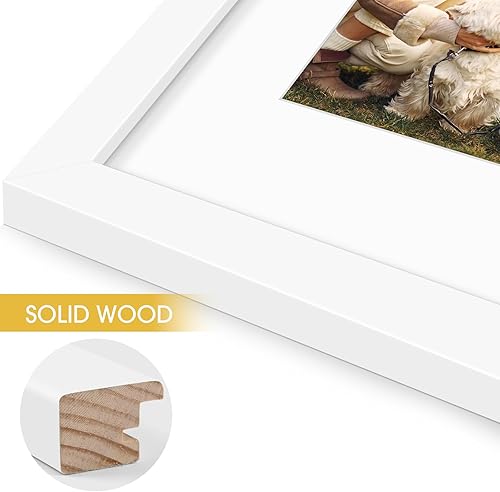 Miniatura 5 de Golden State Art, Marco de collage de madera blanca de 11 x 14 pulgadas, para (1) 8 x 10 pulgadas con vidrio real y paspartú blanco
