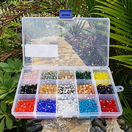 Image of 6mm Bicone Glass Beads for Jewelry Making 750pcs AB Colour Faceted Shape Colourful Crystal Spacer Beads Assortments Supplies Accessories Tools for Bracelets Necklaces with Elastic Cord