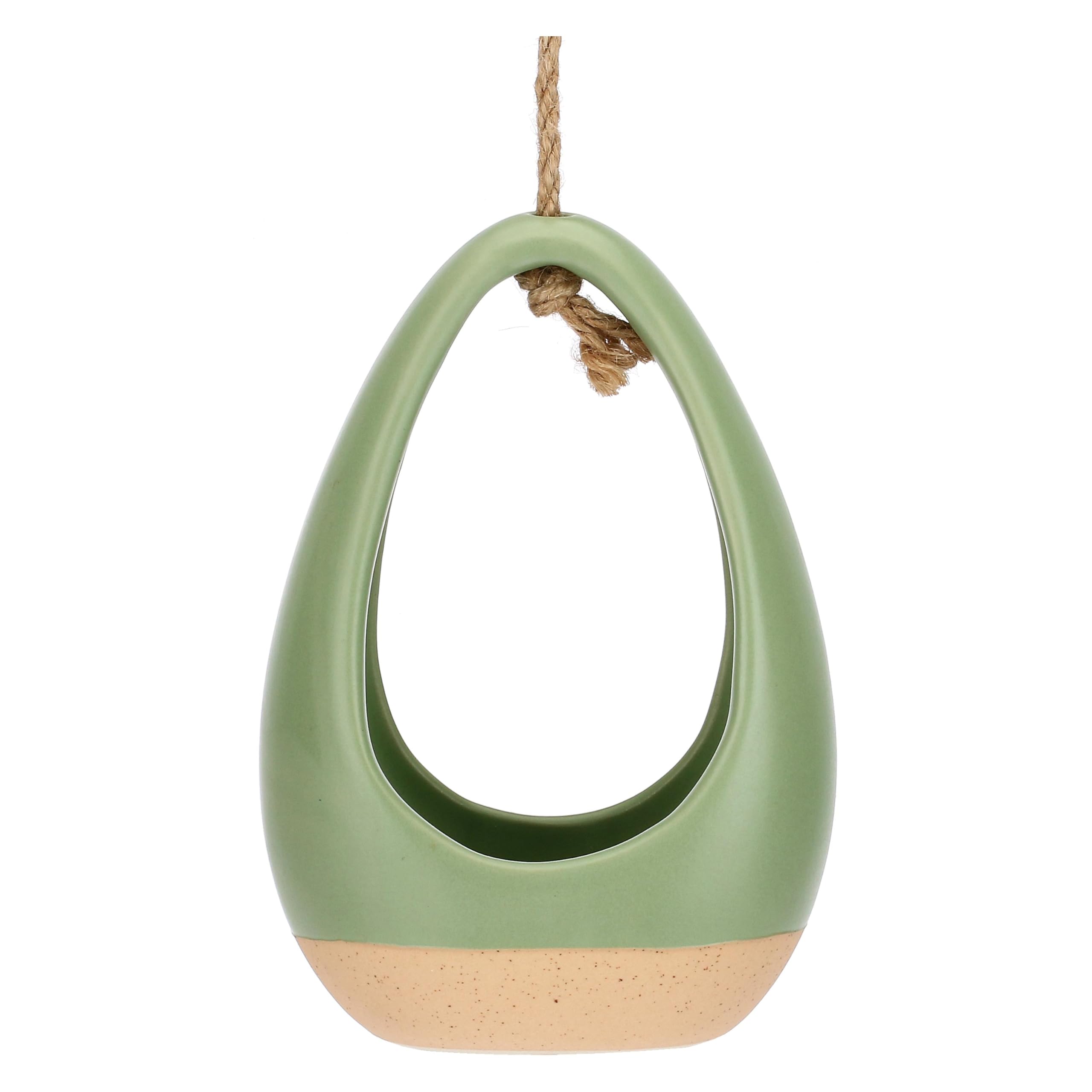 THUN Cachepot in Ceramica Incanto di Primavera con Corda, Verde, 18,5x6x20 cm