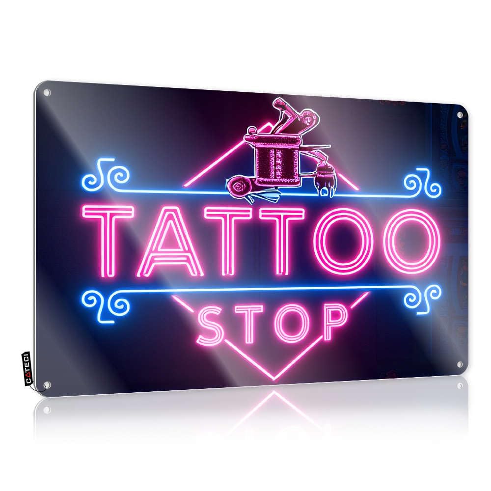 Tattoo Stop Neon Sign Decoration Metal | Humor Return Decorative Wall Art(30X40CM)