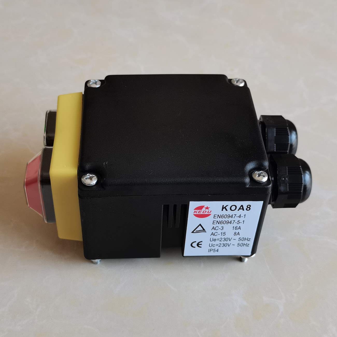 Interruptor electromagnético KEDU KOA8 Interruptores de botón a prueba de agua con protección contra falla de energía y bajo voltaje 230V 50HZ AC-3 16A AC-15 8A IP54