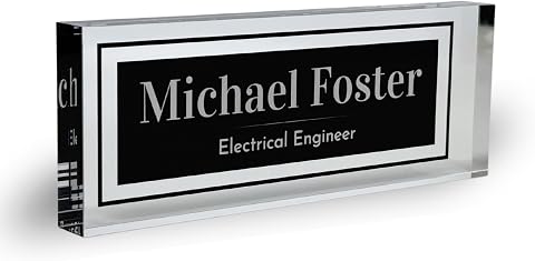Customized Clear Acrylic Thick 8x3" Desk Name Plate Block with Personalized Logo