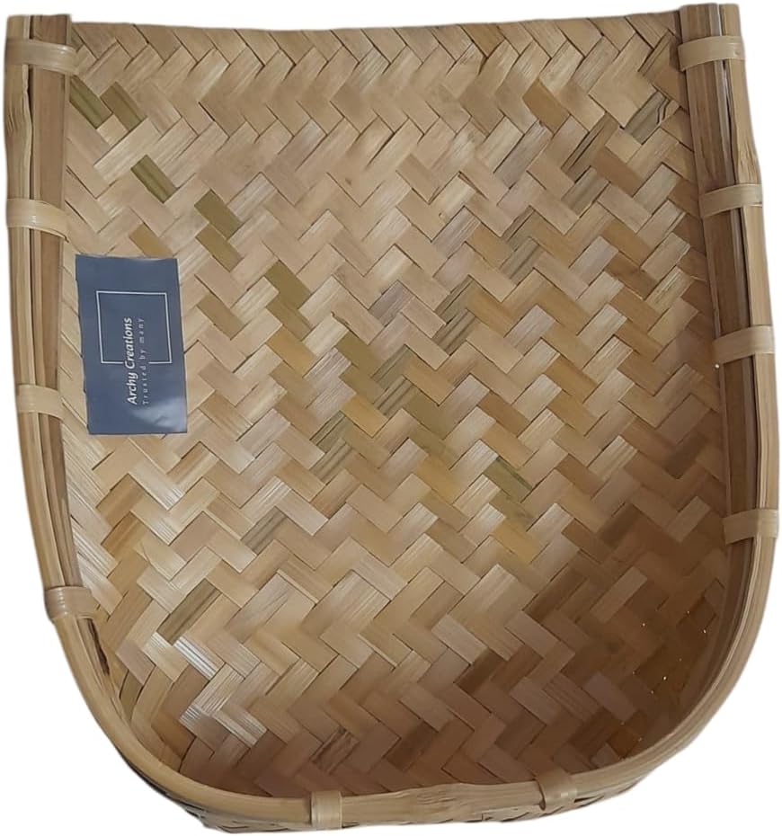 Bamboo Chhath Puja Dustpan Scoop, 16 Inches, Beige, 1 Count