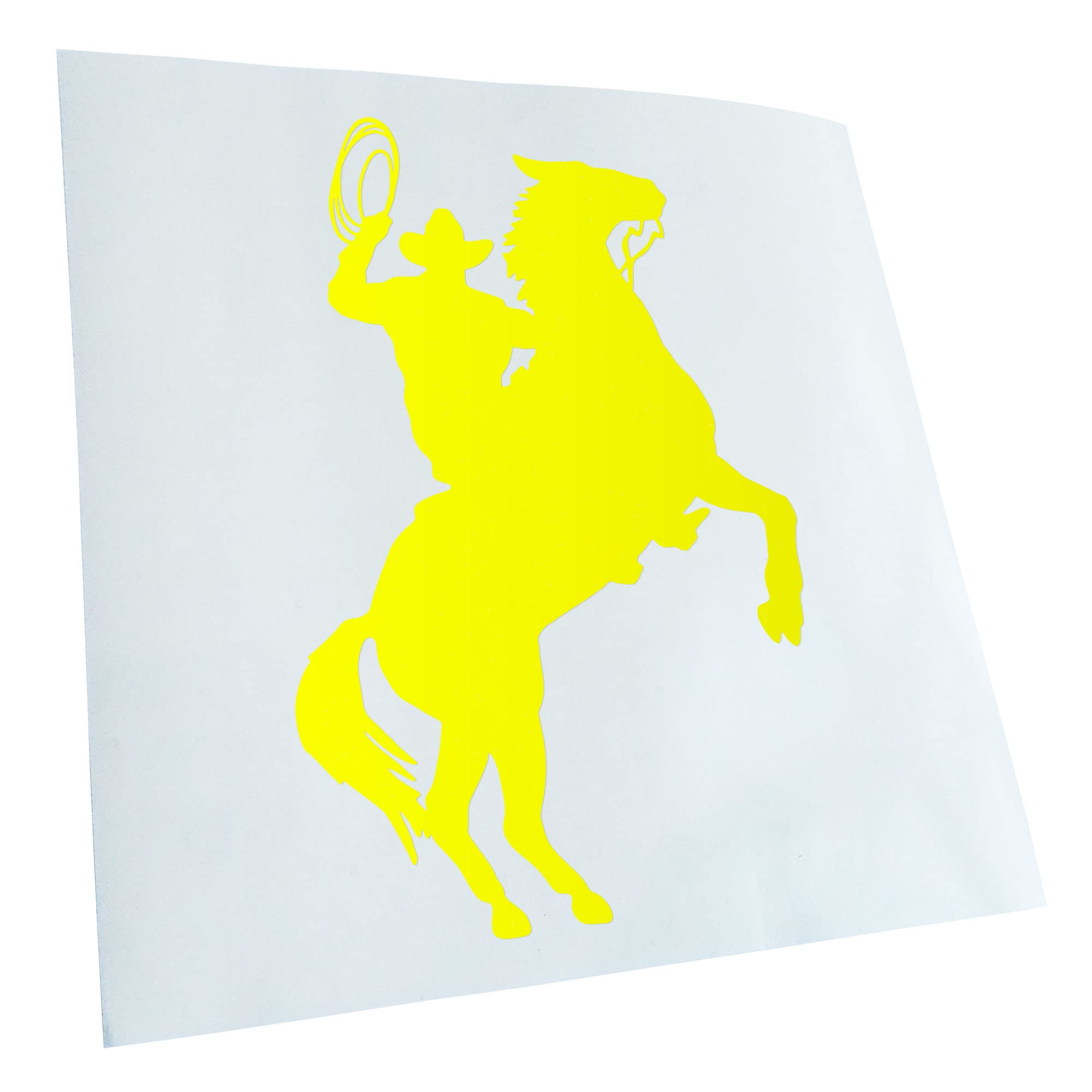 Kiwistar - Car Sticker - Neon Yellow - 24 x 16 cm Cowboy with Horse Lasso Sticker for Car, Laptop, Bicycle, Truck, Motorcycle Multicoloured JDM Decal Racing