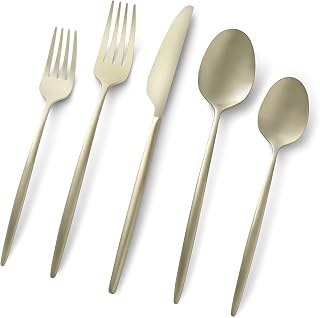 505220CKW12R Gaze Champagne Satin 20-Piece Flatware Set, Service for 4, silver