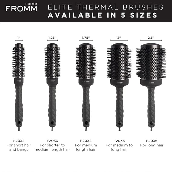 Fromm Elite Thermal Ceramic x Ionic 1 Round Brush for Expert Blowouts and Faster Hair Drying | Roller Hairbrush for Anti-static Styling, Smoothing, Straightening and Shine