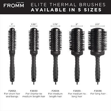 Fromm Elite Thermal Ceramic x Ionic 1 Round Brush for Expert Blowouts and Faster Hair Drying | Roller Hairbrush for Anti-static Styling, Smoothing, Straightening and Shine
