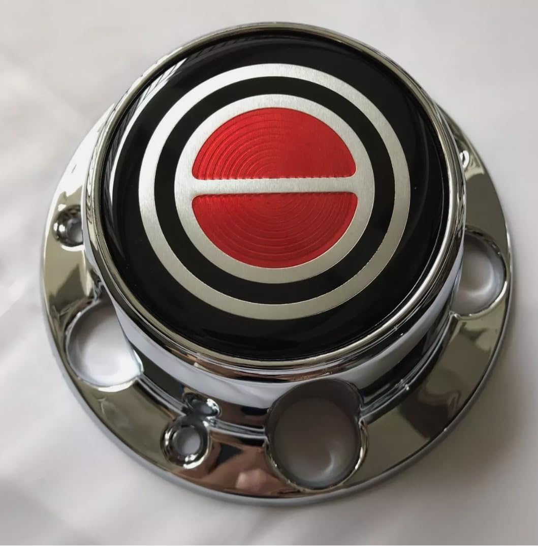 4pcs Fit 1980-1996 F150 Bronco Van Chrome Wheel Hub Center Caps RED Center (Red)