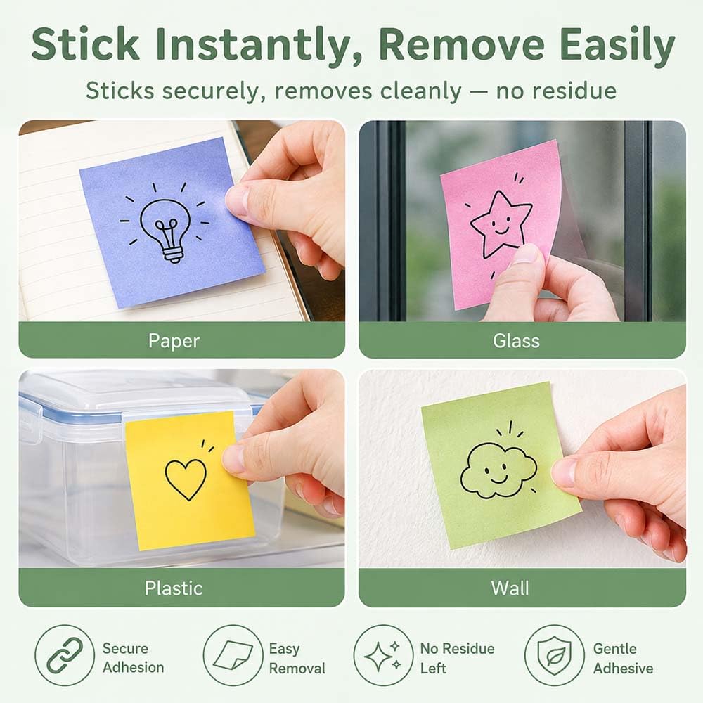 Sticky Notes Glitter,Monster Sticky Notes Glitzer Pull-Out,105PCS/Box,Reusable Office Memo Pull Out Separator,For Journal Planner School Office Classroom Home Study Use (12PCS)