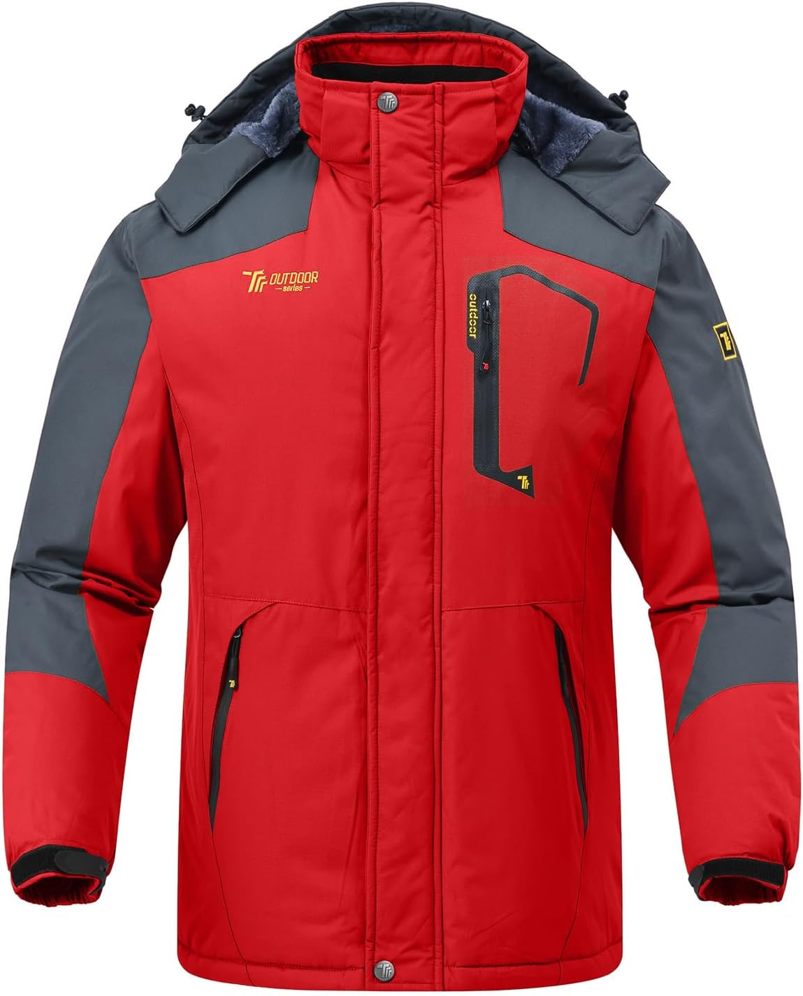 Rdruko Men's Ski Snow Jacket Waterproof Insulated Fleece Outdoor Mountain Hooded Winter Coat