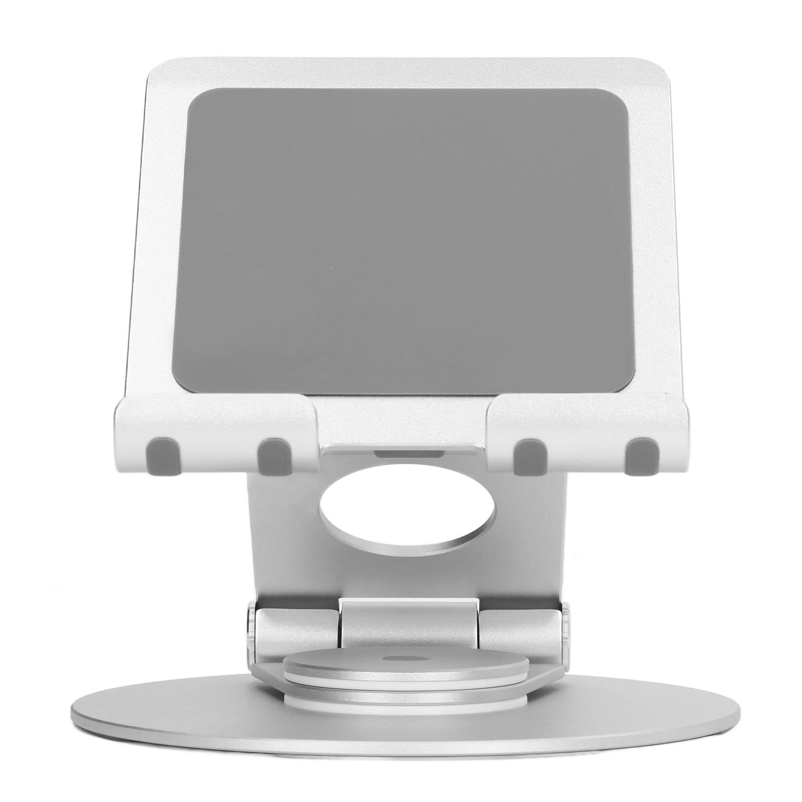 Supporto pieghevole per telefono con rotazione a 360 gradi, supporto da scrivania in alluminio ad altezza regolabile, base stabile per laptop fino a 17,3 pollici e smartphone (Argento)