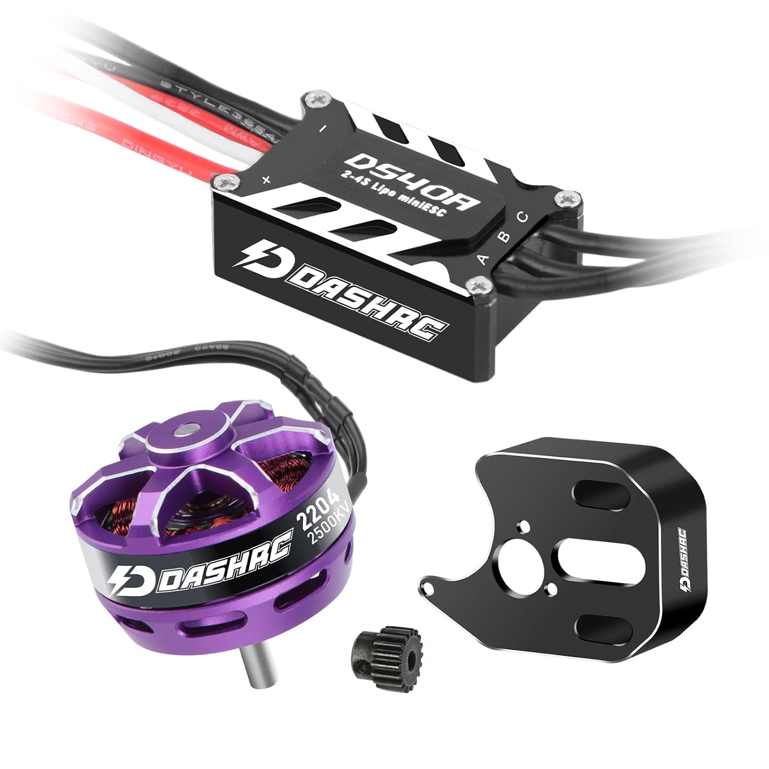 2204 2500KV Brushless Outrunner Motor with 40A ESC & Mount Upgrade Kit for Axial SCX24 1/24 RC Crawlers