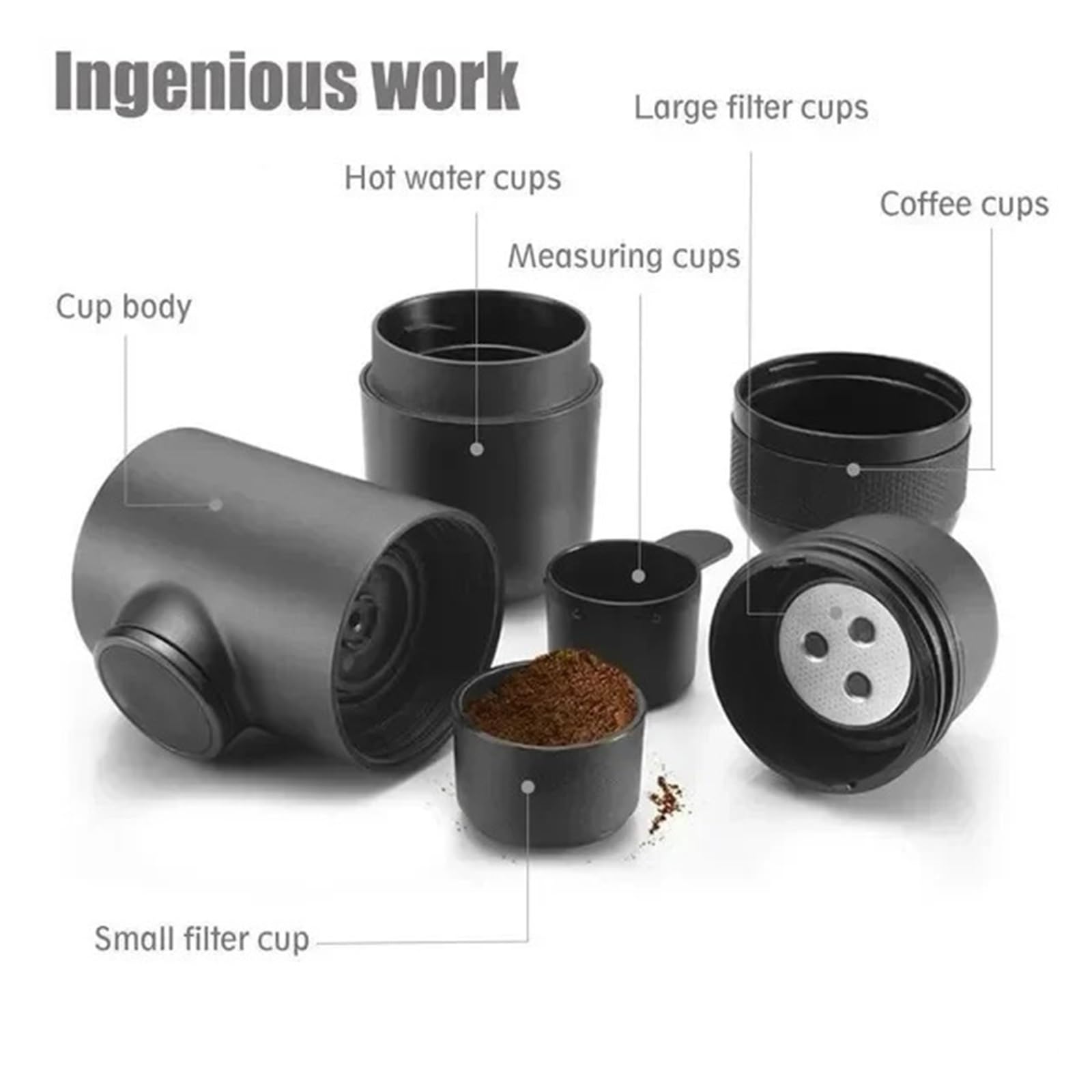 Macchinetta del Caffe Portatile, Macchina for caffè espresso portatile a pressione manuale Mini Espresso Capsule Coffee Machine Tazza Mini Espresso Caffettiera portatile for viaggio ,per viaggi, campe