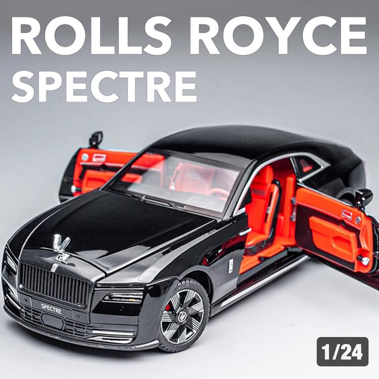 Image of 1:24 Big Size Rolls-Royce Spectre Scale Model Car - Exclusive Alloy Metal Pull Back Die Cast Car Toy with Openable Doors, Light & Music - Best Gifts for Kids【Colors as Per Stock】