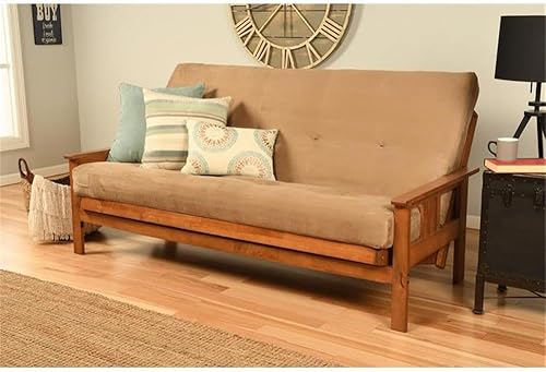 Miniatura 5 de Kodiak Furniture Colchón futón de tela de lino de tamaño completo en azul aguamarina, marco no incluido