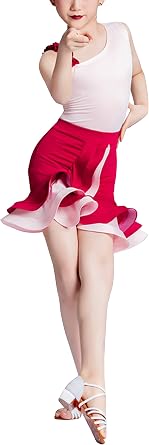 Kids Latin Dance Dress - Sleeveless Tassel Cha Cha Rumba Samba Costume - Girls Shiny Fringe Halter Dance Outfit
