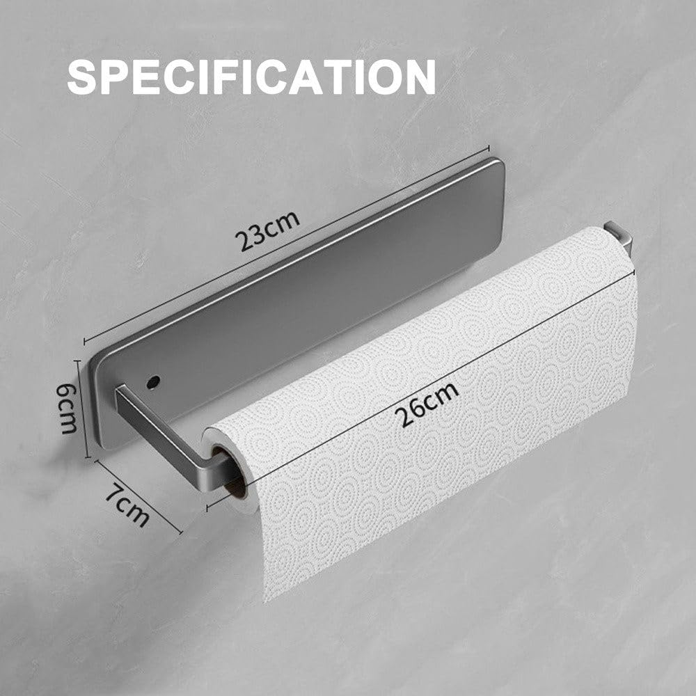XBTGS Portarotolo di carta igienica autoadesivo, senza fori, per cucina, bagno, prolunga, grigio, 26 x 7 x 6 cm, 26 x 7 x 6 cm