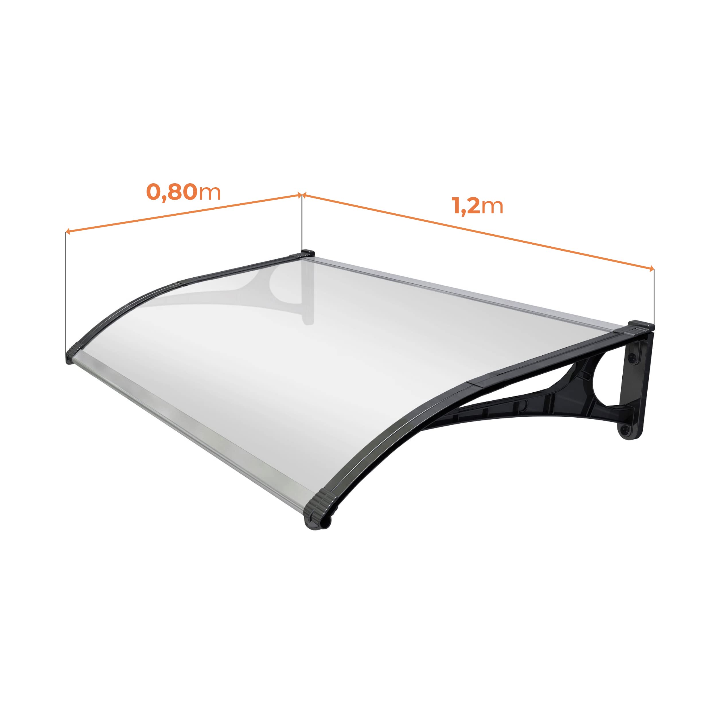 Marquesina Puerta Exterior 120x80 cm – Policarbonato Macizo 2,7mm - Soportes de Aluminio Antracita – Fácil Montaje - Tejadillo Protección Lluvia Ventana – Cubierta Resistente Jardín Terraza