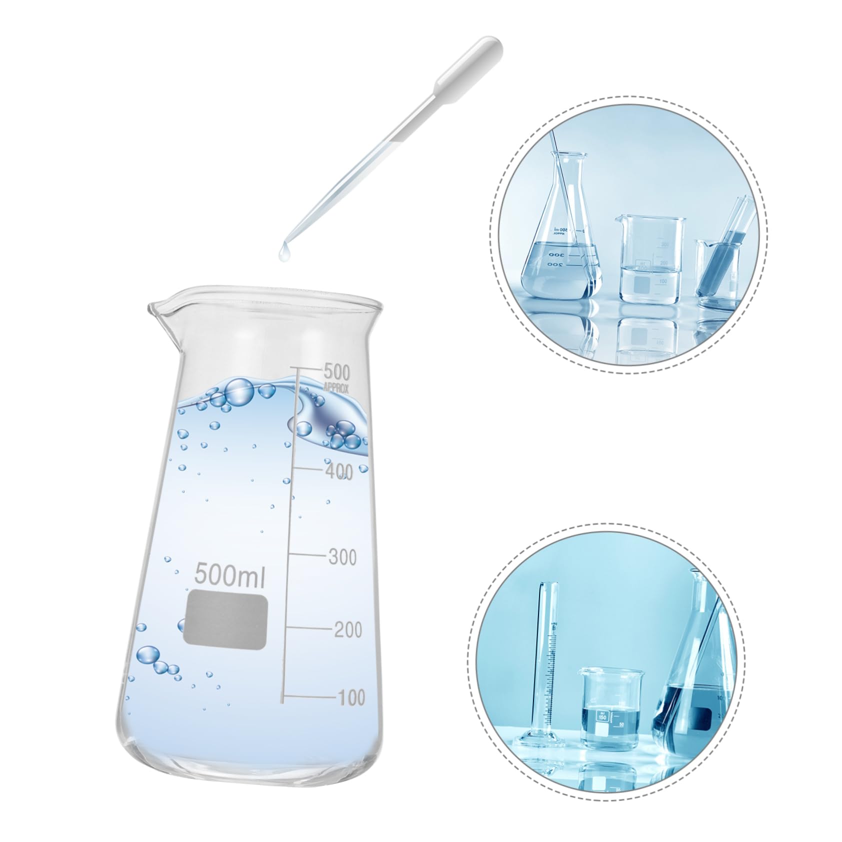 DECHOUS High Borosilicate Glass Lab Beaker 500ml Measuring Cup for Laboratory Household Baking