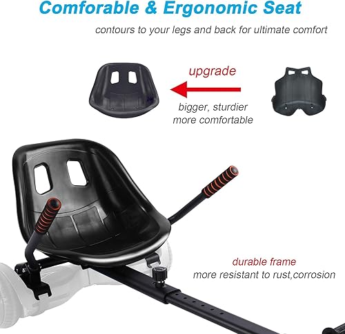 Miniatura 3 de Accesorio de asiento aeropatineta de capacidad de 265 libras, 26 a 34.5 pulgadas, longitud ajustable, accesorio de kart con asiento cómodo y