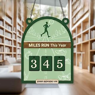 Personalized Running Miles Tracker - Custom Wooden Running Log Sign - Yearly Mileage Progress Counter - Unique Gift for Runners and Athletes