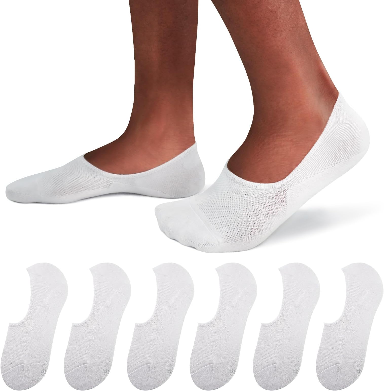 No Show Socks Men 6/8 Pack Invisible Low Cut Non Slip Short Socks Size 5-11/10-13