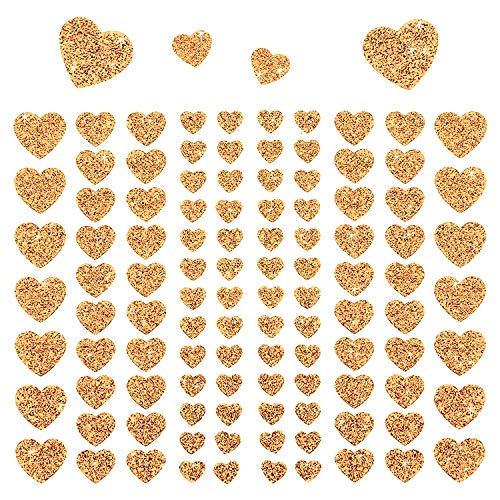 Oblique Unique® 106 Herz Aufkleber mit Glitzer Effekt in Champagner Herzen Sticker für Scrapbooking Deko Basteln