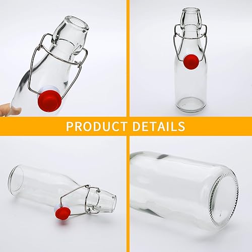 Miniatura 3 de Accguan Botella de vidrio de 8 onzas, botella de cerveza con tapa hermética abatible para kombucha, kéfir, extracto de vainilla, cerveza, bebidas,