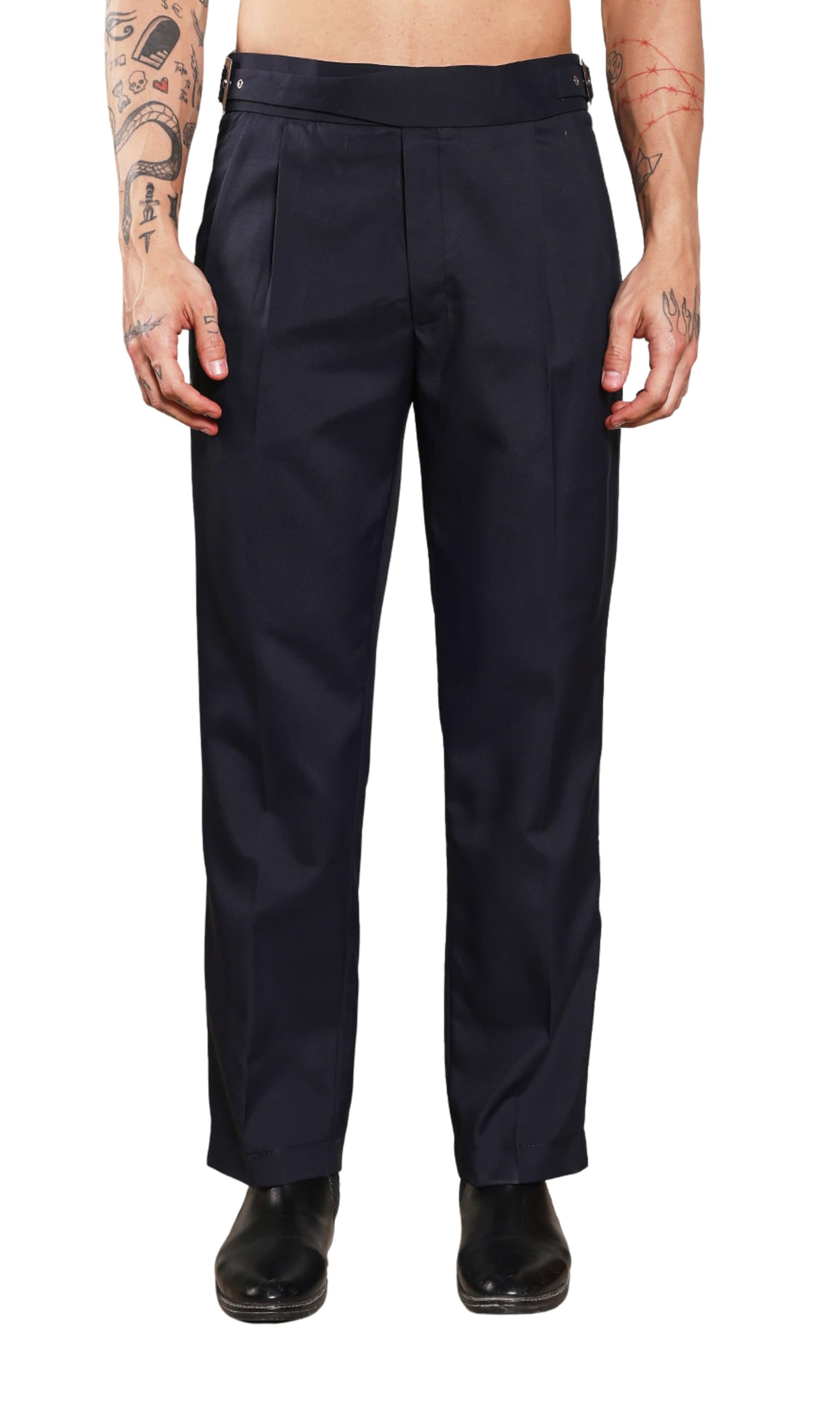 Gurkha Pants for Men | Trouser for Men | Formal Pant | Classic Buckle | Loose Fit Trouser High Waist Pleated Casual Trousers | Vintage Straight Leg Pants for Office Smart Casual Travel Party-picture-22