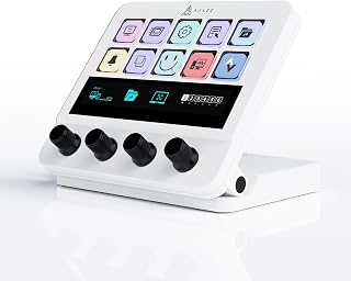 AJAZZ Macro Keypad Stream Controller Deck Gaming Streaming Shortcut Keyboard, 10-Key LCD Programmable Visual AI Touchpad with 4 Rotary Knobs for YouTube, Desk Office Setup, Laptop, PC, Mac