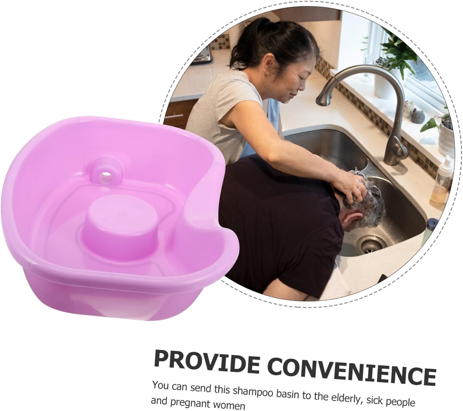 Purple Plastic Hair Washing Basin for Bedridden Elderly Care