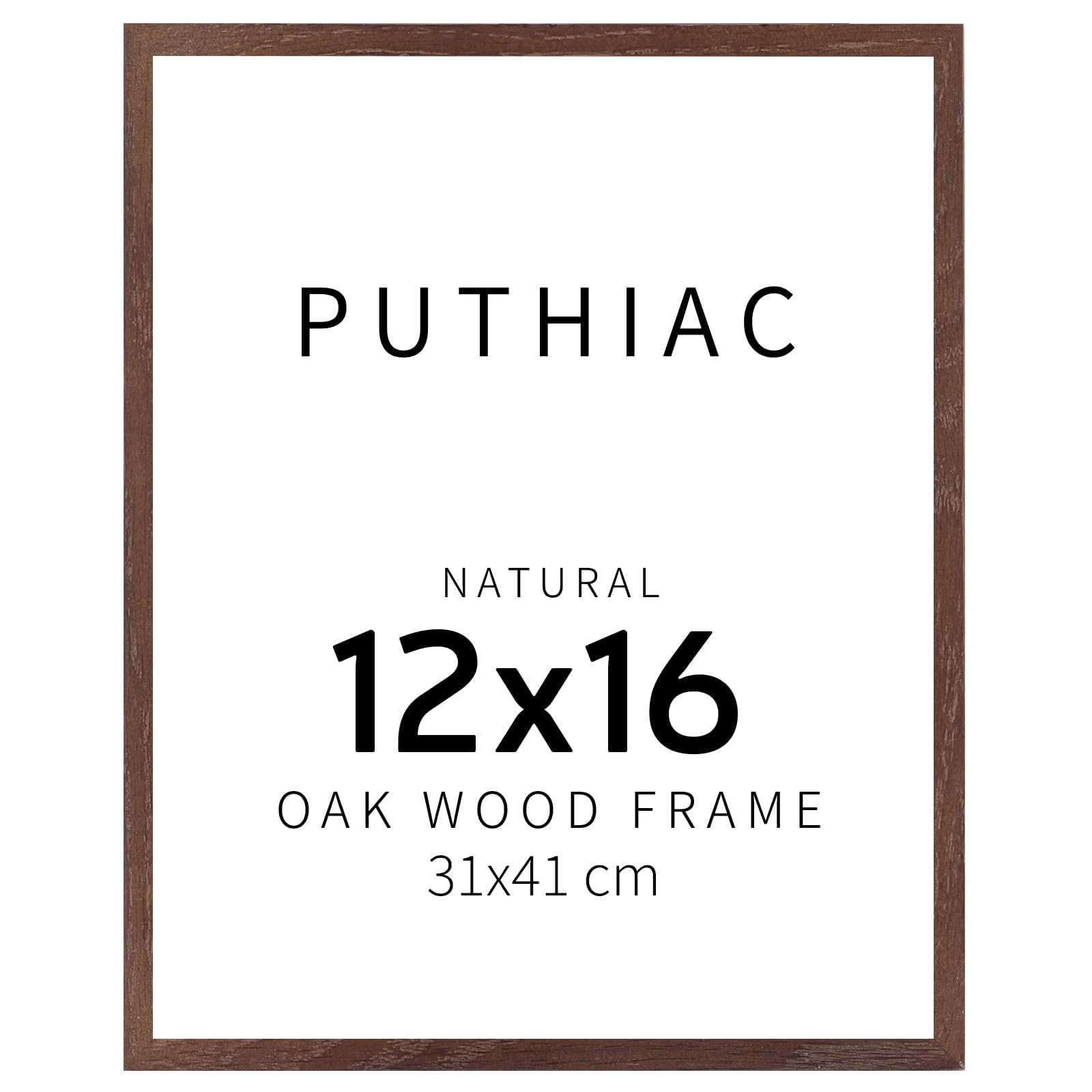 Photo 1 of puthiac 12x16 Solid Oak Wood Picture Frame, Fits 8x12 with Mat or 12x16 Without Mat, Wall Display Only, Vertical or Horizontal, Plexi Front, 1 Pack, Walnut