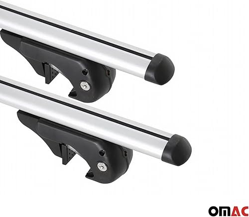 Miniatura 6 de OMAC Barras transversales portaequipajes para Pontiac Vibe 2003-2010 de aluminio gris antirrobo para viajes, kayak, canoa, surf, esquí, snowboard,