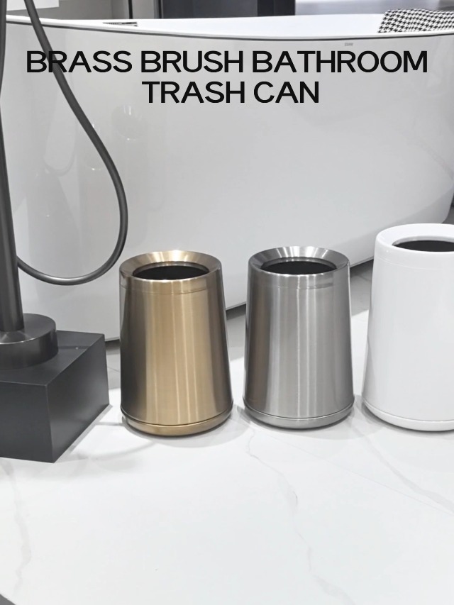 Image of 10L /2.6GAL Silver Stainless Stell Trash Can,Brushed Nickel Bathroom Trash Can,Open Top Garbage Can for Bathroom,Bedroom,Hotel,Kitchen,RV