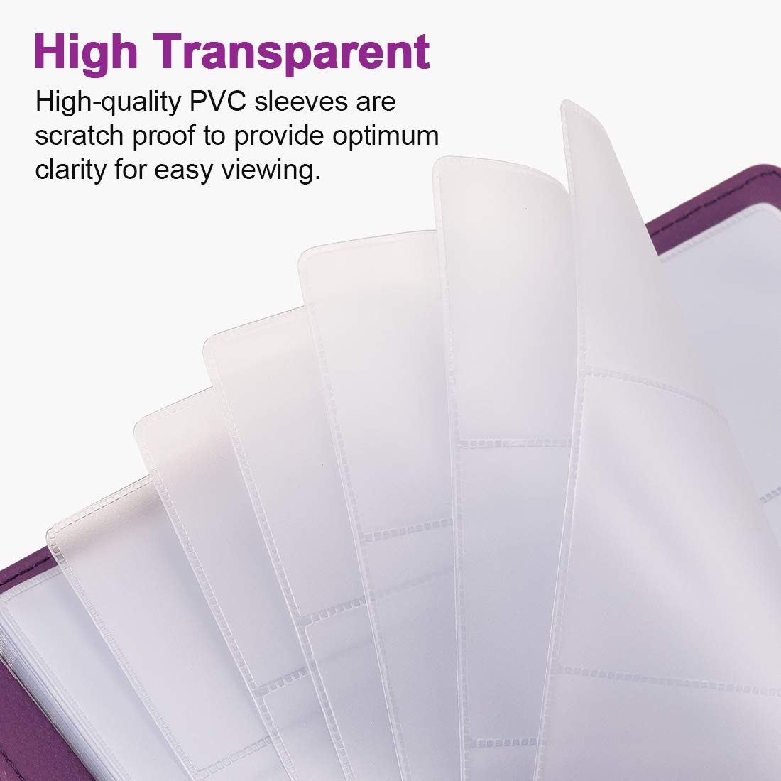 MaxGear Business Card Organizer Book, Holds 240 Cards, Portable PU Leather Business Card Holder with Clear Sleeves, Professional Card Binder for Office, Meetings, Networking, Purple