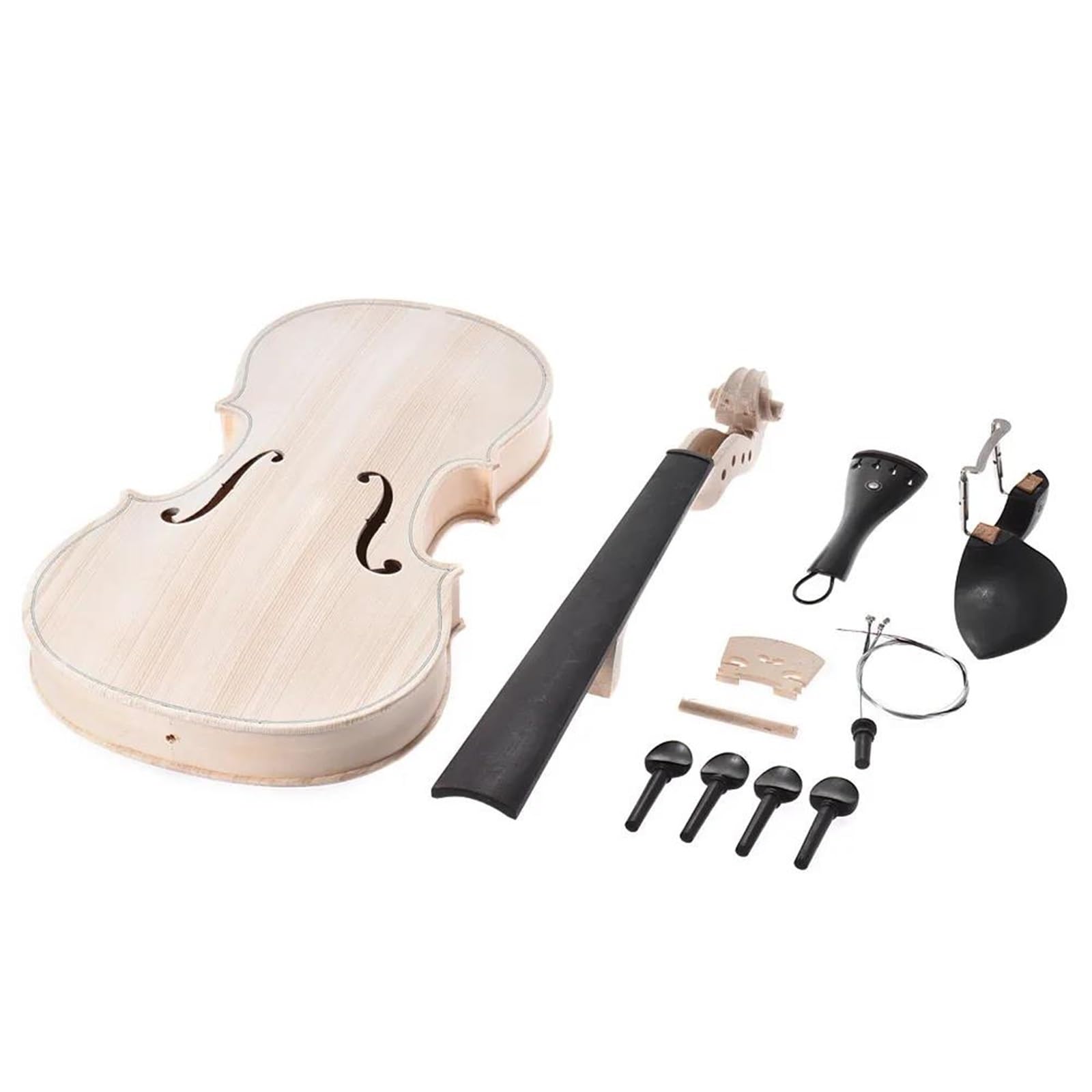 Kit Di Violino A Grandezza Naturale 4/4 Fai Da Te Fatto A Mano Violino Acustico In Legno Massello Naturale Con Pannello In Abete Rosso E Fondo In Acero(Ebony)