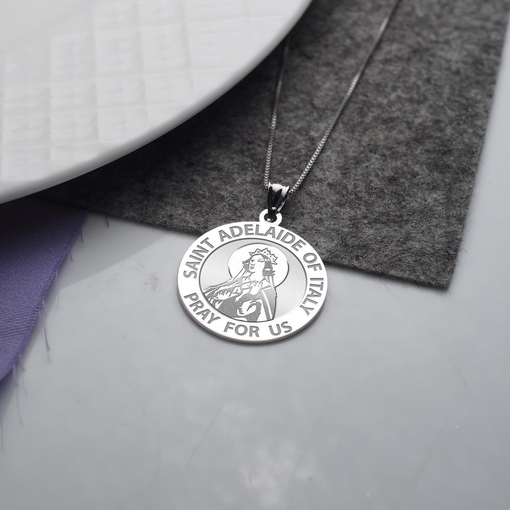 PicturesOnGold.com Saint Adelaide of Italy Religious Medal - - 2/3 Inch Size of Dime, Sterling Silver - Image 6